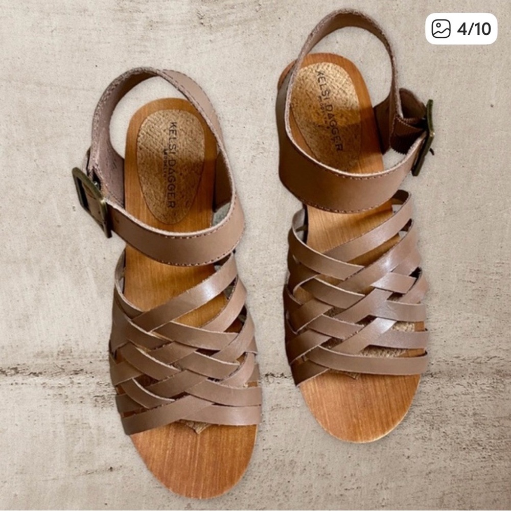 NIB Kelsi Dagger Brooklyn Harling Clog Sandal Anthropologie Taupe Brown sz 7 - Picture 4 of 7